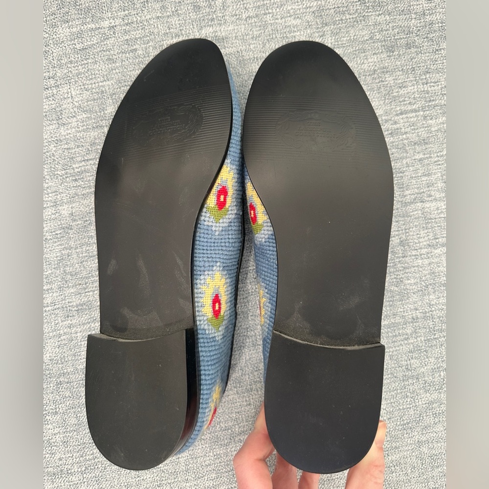 The Larkspur Collection Needlepoint Loafers in Blue - Picture 3 of 4